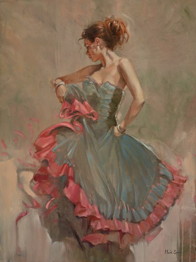 Blue Dress Flamenco by Mark Spain - Original Painting on Stretched Canvas